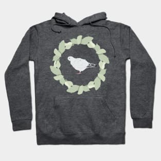 White Pigeon in Leaf Circle Hoodie